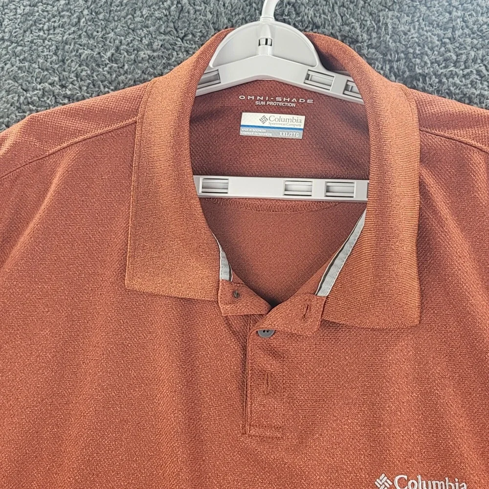 Columbia Omni Shade Polo Shirt‎ Orange Mens 2XL Short Sleeve Casual Fishing